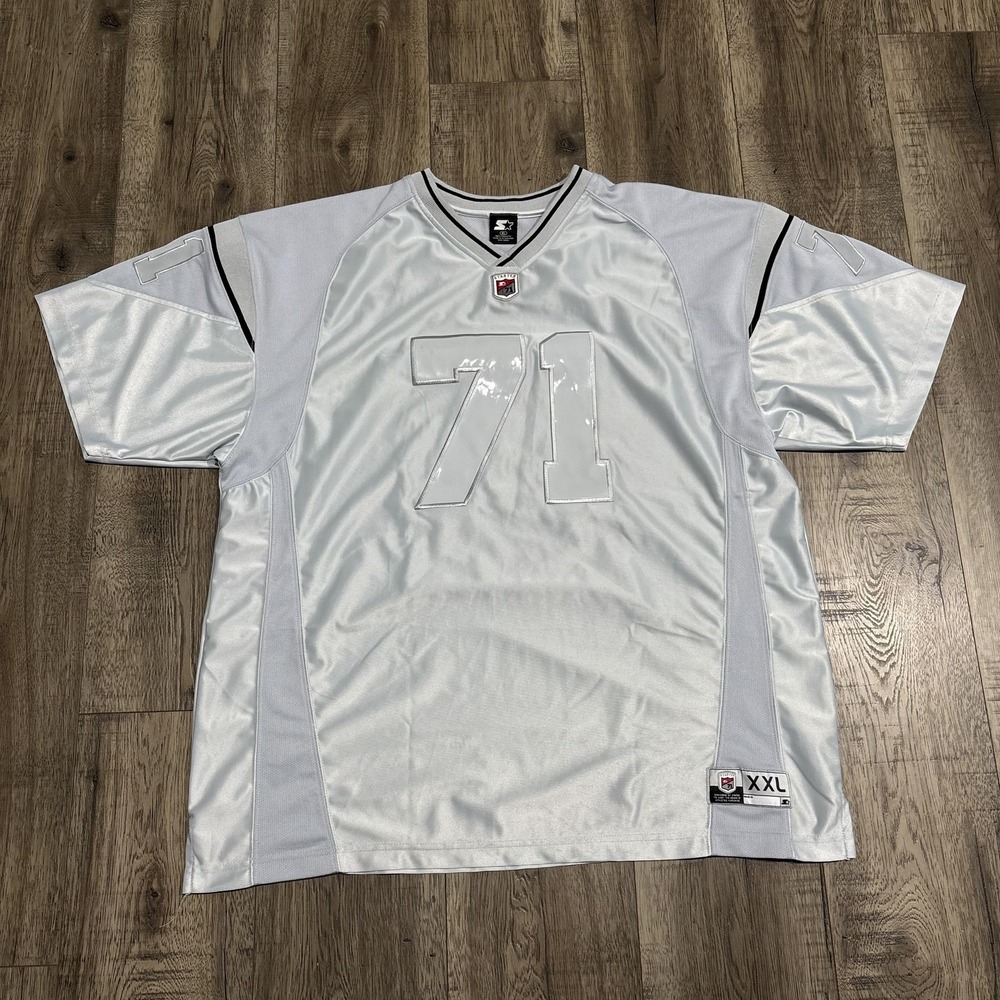Starter Jersey Mens XL Gray Mesh Football #71 V-Neck Raglan Short Sleeve Vintage